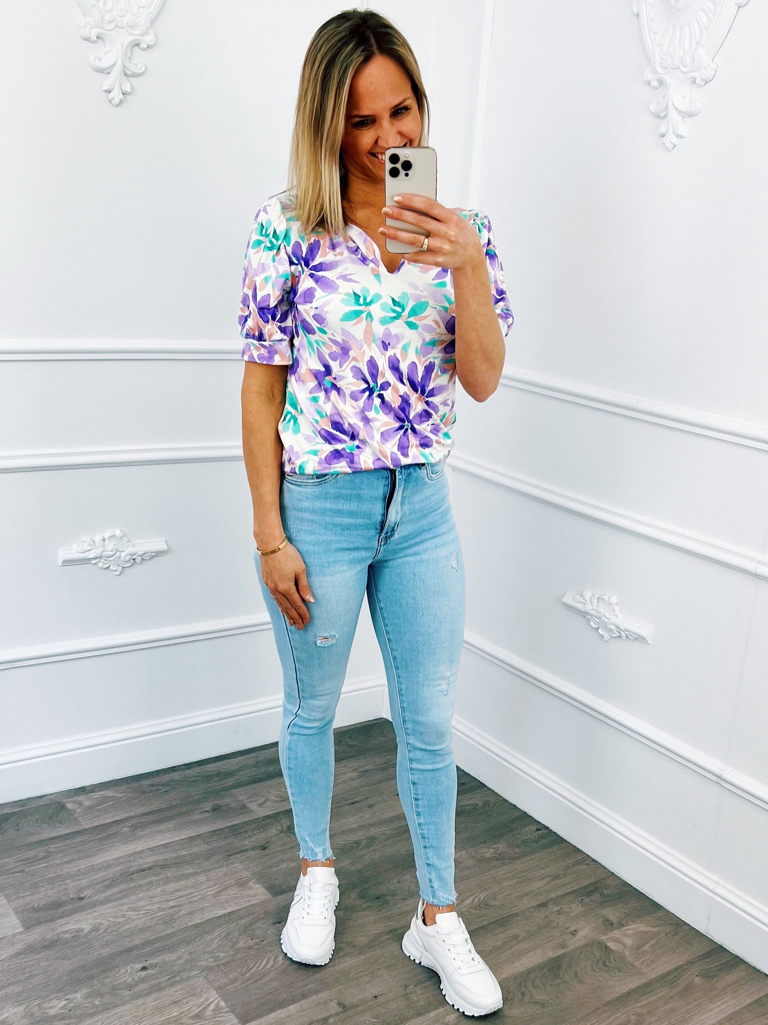 Travel Floral Top Lila