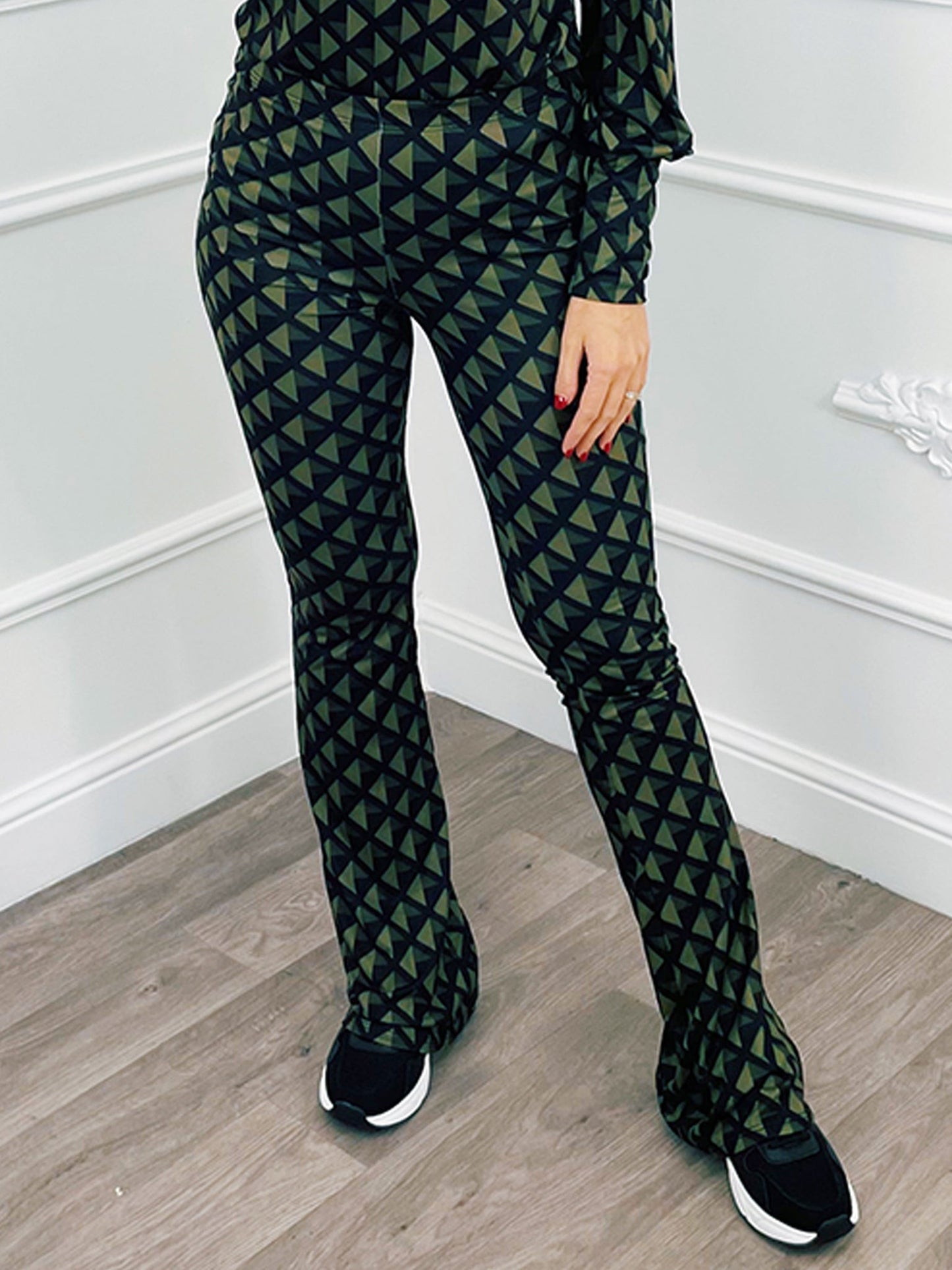 Triangel Flared Broek Army - BlushFashionstore