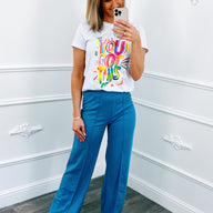 Wijde Flared Broek Jeans Blauw